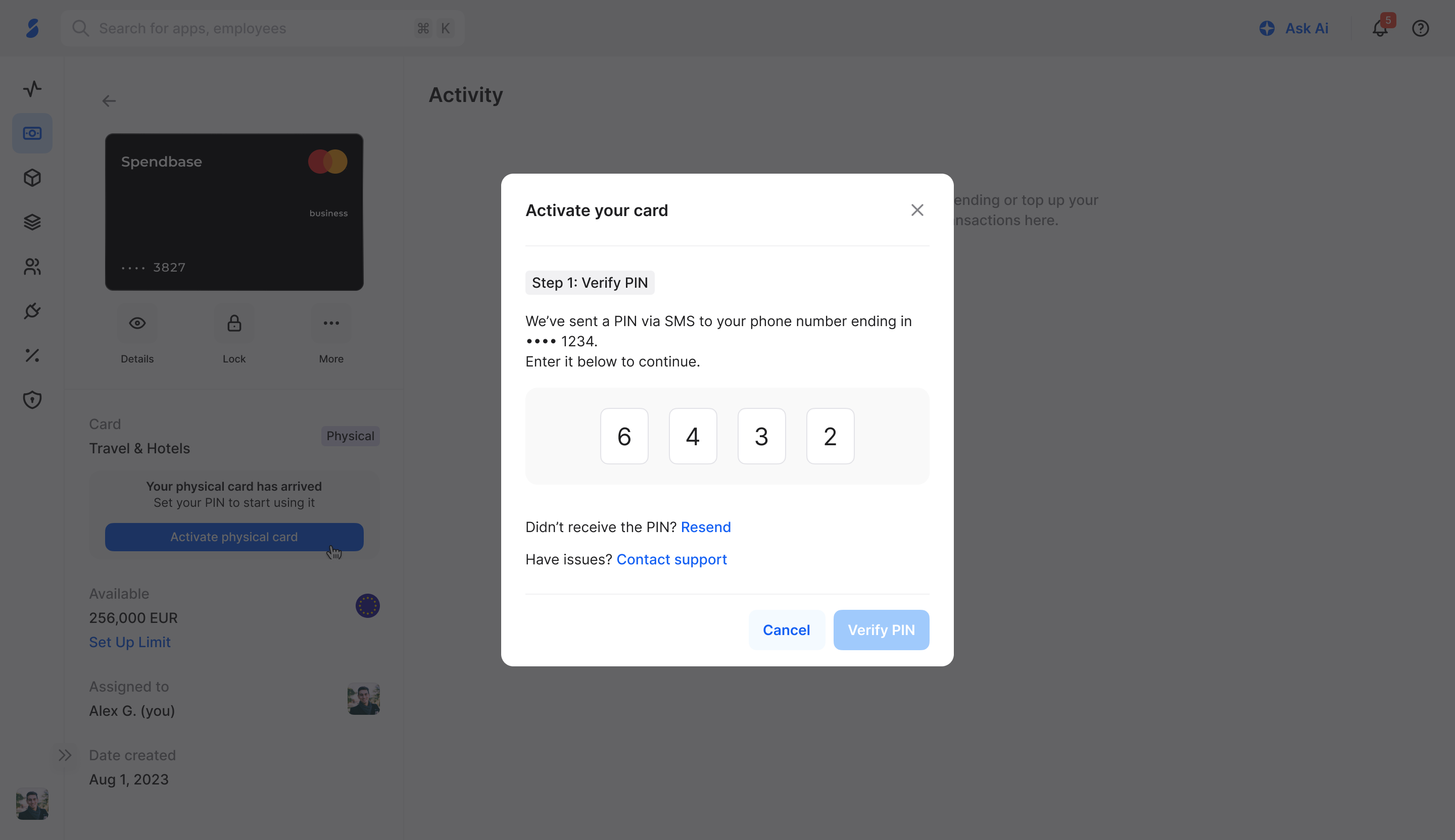 Verify SMS PIN in web app