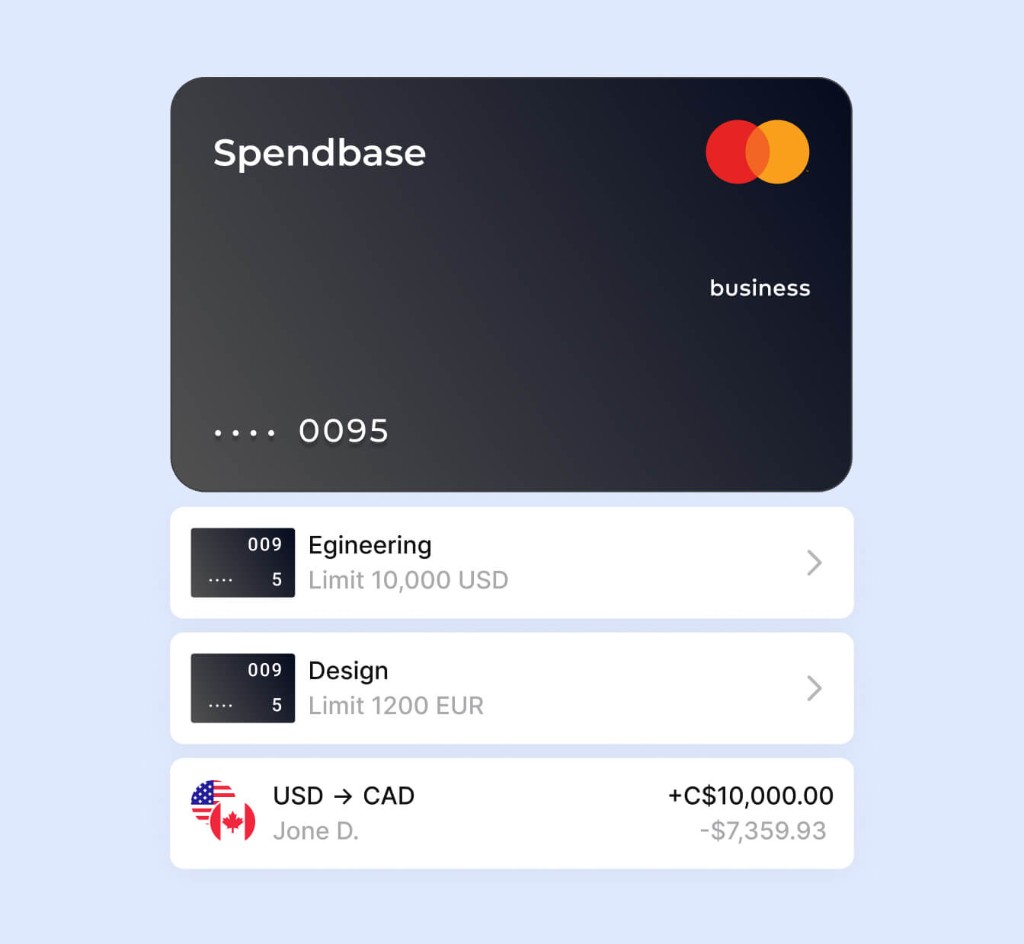 Spendbase cards for teams and departments