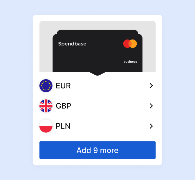 Spendbase wallet and multi-currency accounts